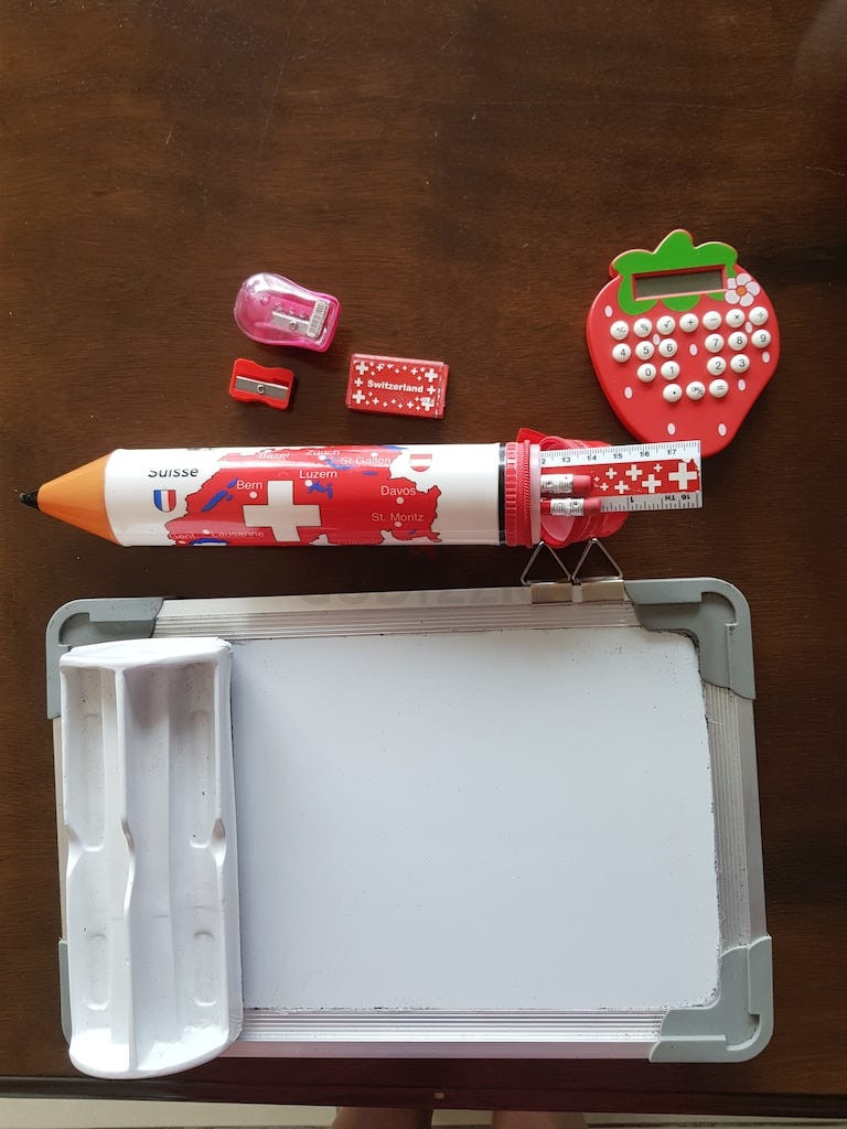 Essential School Set: Slate, Duster, Pencil Box & Calculator